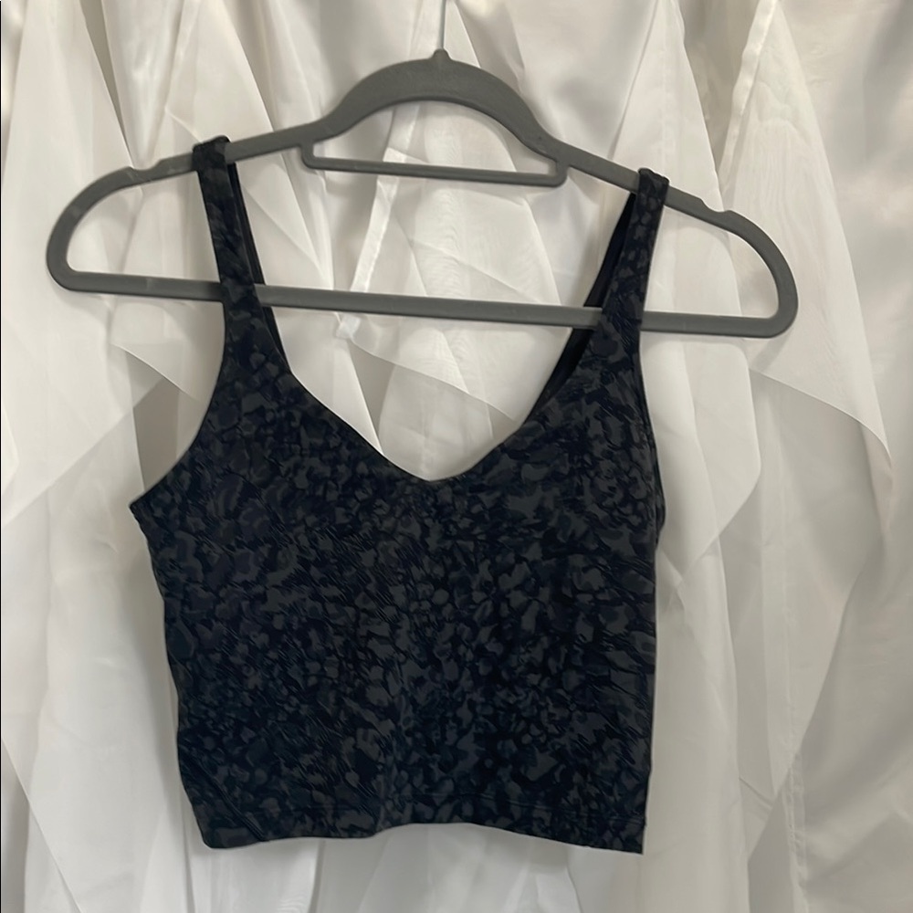 Black Patterned Lululemon Crop Top